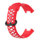 Two-tone silicone watch band, red with white oval dot holes and clasp tabs