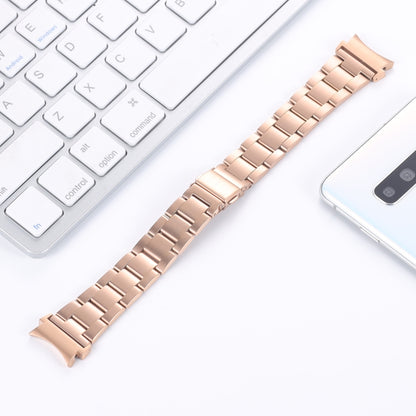 Rose gold three-bead steel watchband, square link bracelet with clasp at one end