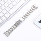 Silver three-bead steel watchband, square link bracelet with metal clasp