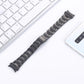 Black three-bead steel watchband, square link bracelet with metal clasp
