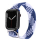 Braided nylon watchband strap with blue and white striped weave for Apple Watch