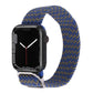 Braided nylon watchband in blue check pattern with metal buckle clasp