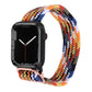 Braided nylon watchband with multicolor stripes and metal buckle clasp