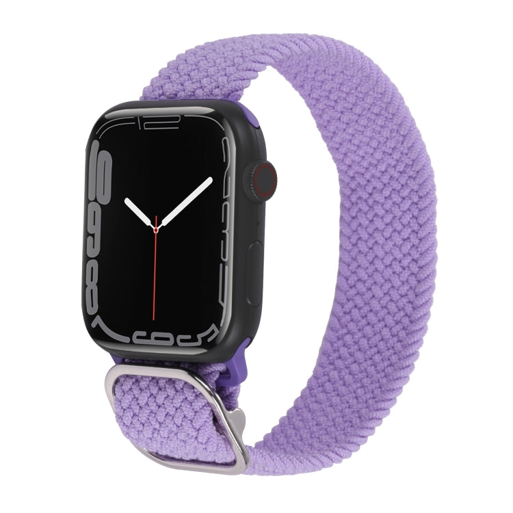 Braided nylon watchband in solid purple with metal buckle clasp