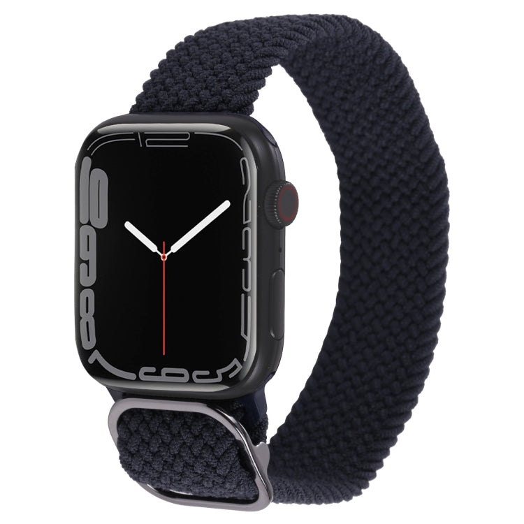 Charcoal dark nylon braid watchband with metal clasp and woven texture