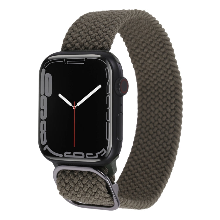 Gray-brown nylon braid watchband with metal clasp and woven texture