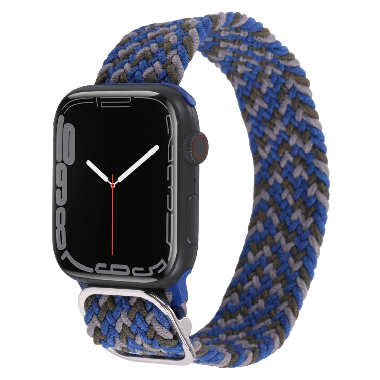 Nylon braid watchband for Apple Watch with blue and gray woven stripes