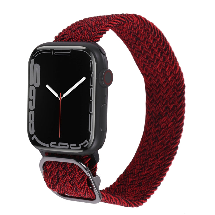 Nylon braid watchband for Apple Watch with red woven texture and metal clasp