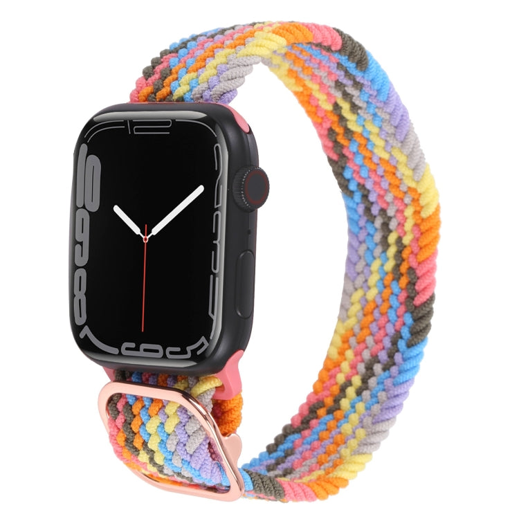 Nylon braid watchband for Apple Watch with multicolor woven stripe pattern