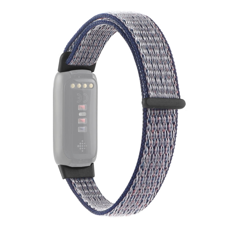 Navy nylon loop watchband with black clasp for Fitbit Luxe