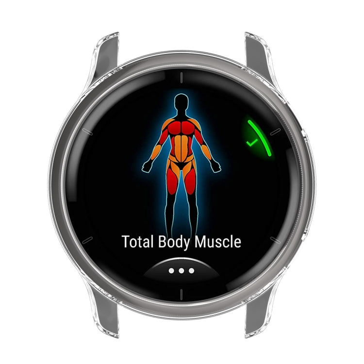 Clear TPU watch case with centered display window and four raised side grips