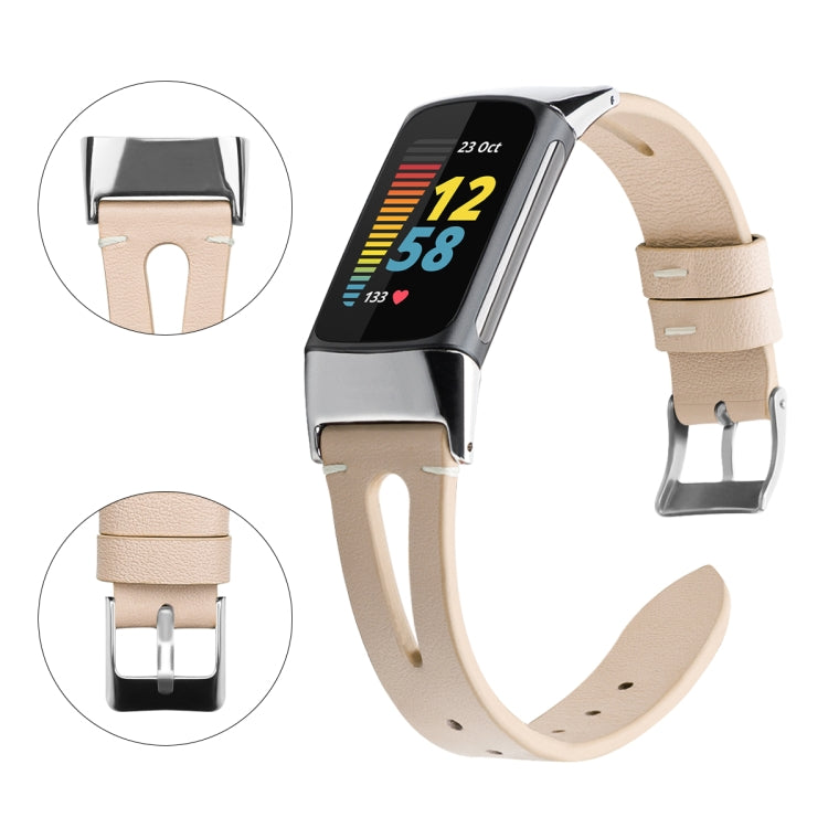 FC5-18 Pointed Tail Leather Strap Watchband, For Fitbit Charge 5