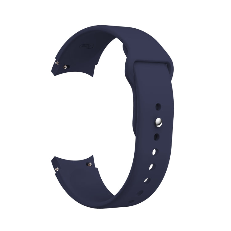 Navy silicone reverse-buckle watch band with adjustment holes and metal pin