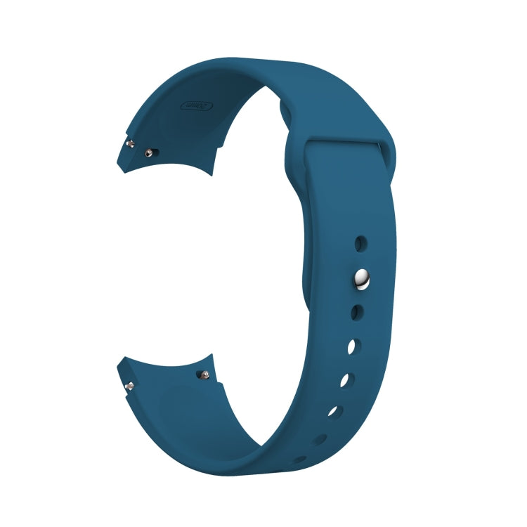 Teal blue silicone reverse-buckle watch band with adjustment holes and metal pin