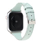 Genuine leather watch band, light mint with contrast stitching and silver buckle