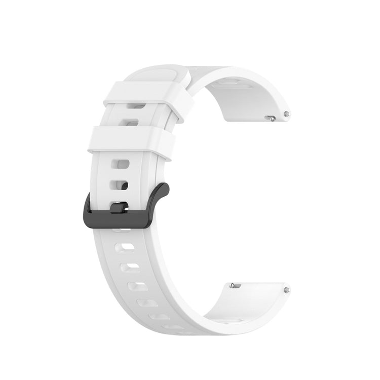 White silicone smartwatch replacement strap with adjustable clasp and vented holes