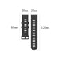Black silicone smartwatch replacement strap size guide: 20mm width, 85mm and 120mm lengths