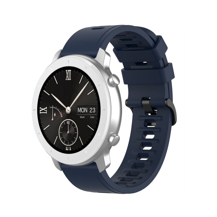 Silicone watch replacement strap, dark navy blue band with clasp on smartwatch