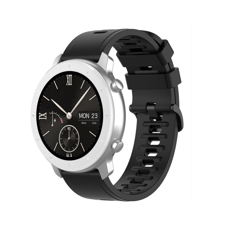Silicone watch replacement strap, black with multiple adjustment holes