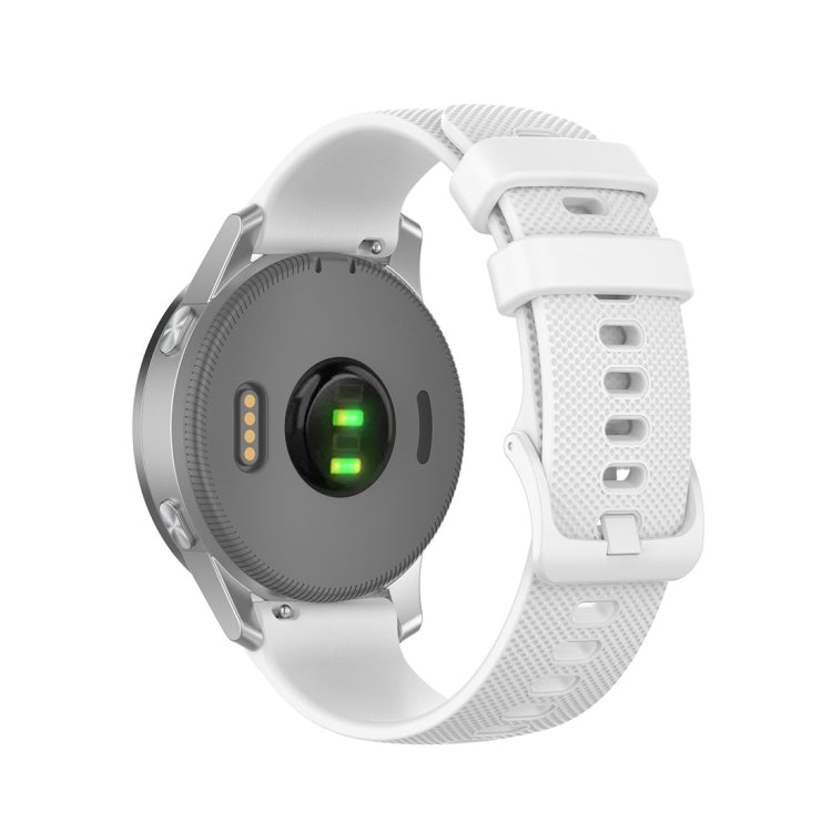 White silicone smartwatch replacement strap with textured links and adjustable buckle