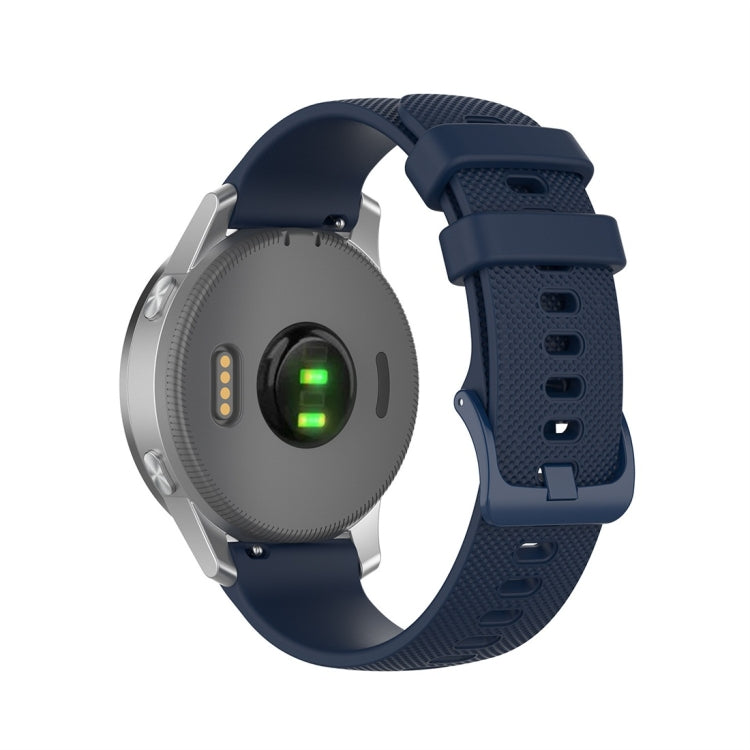 Blue silicone smartwatch replacement strap with textured band and adjustable buckle