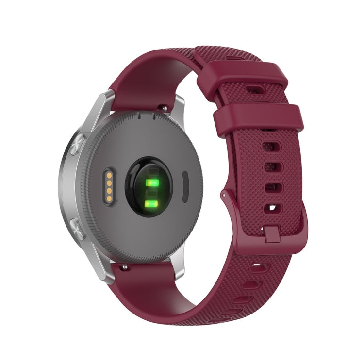 Wine red silicone smartwatch replacement strap with textured perforations and quick-release buckle