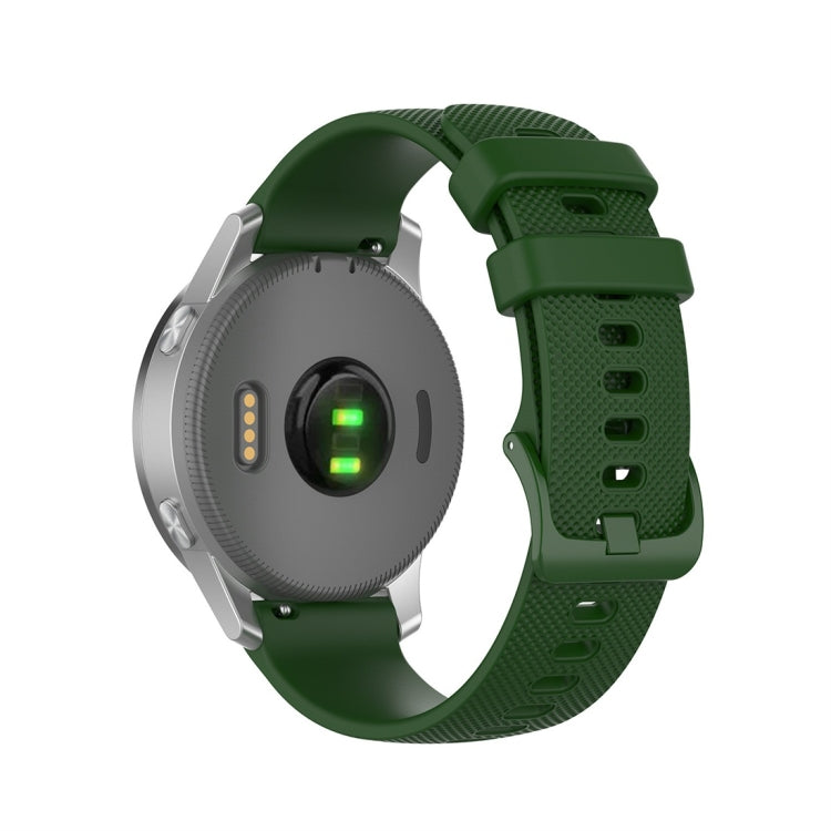 Silicone smart watch replacement strap in army green, universal fit 18mm–22mm with quick-release ends