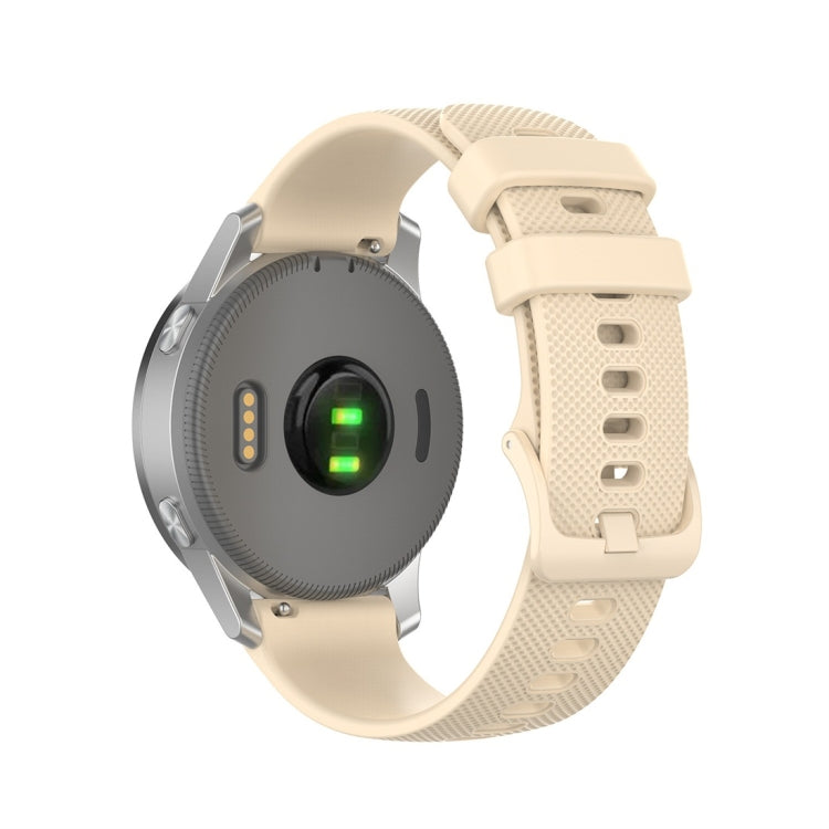 Silicone smartwatch replacement strap in cream, adjustable clasp with punched strap holes