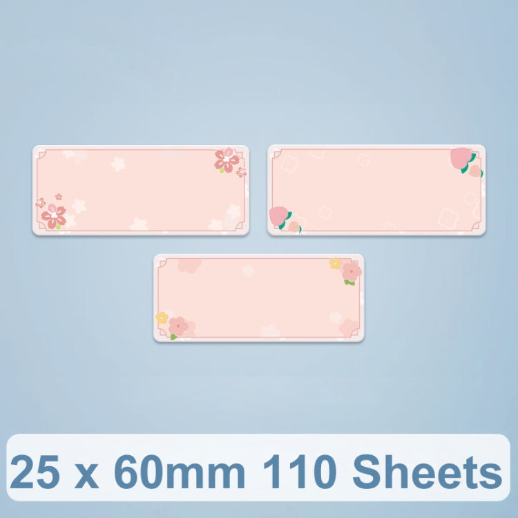 25 x 60mm thermal label paper, 110 sheets, pink floral label strips