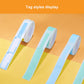 Thermal label sticker rolls with blank light-blue strips for tag-style cable labeling
