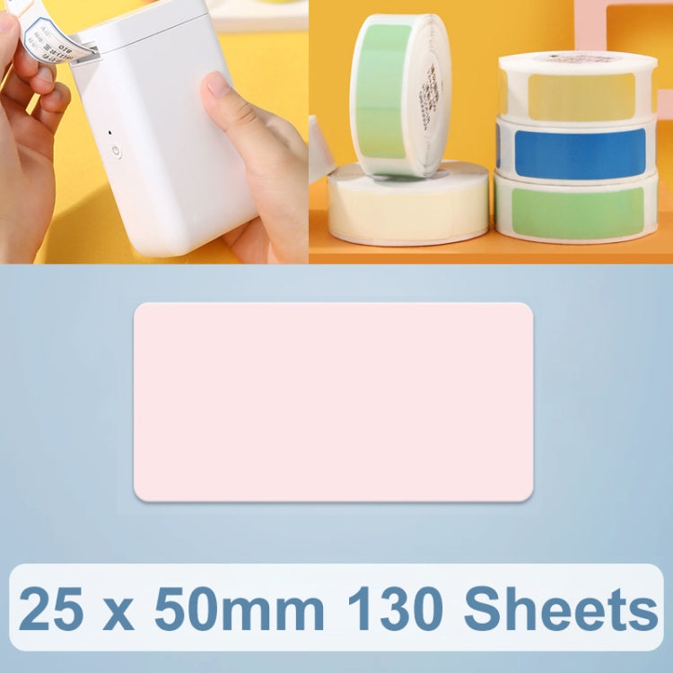 Pink thermal label sticker sheet, 25 x 50mm rectangle, 130 sheets