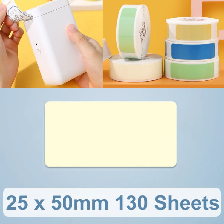 Lemon yellow thermal label sticker sheet, 25 x 50mm rectangle, 130 sheets