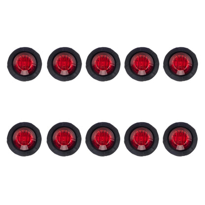Red round LED trailer side marker lamp with black rubber bezel