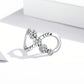 S925 sterling silver infinity flower ring with engraved words