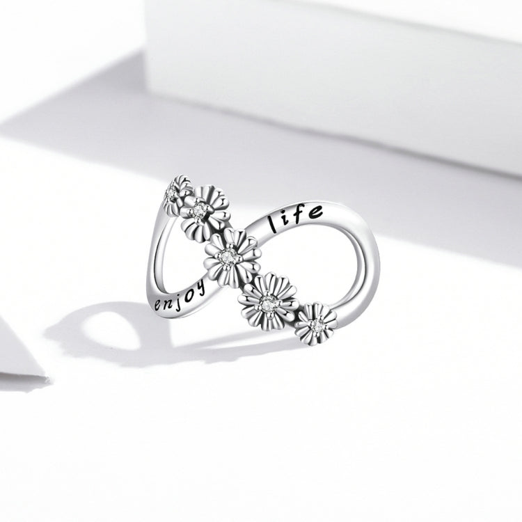 S925 sterling silver infinity flower ring with engraved words