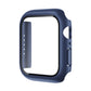 Blue Apple Watch case with raised bezel and tempered glass screen protector