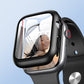 Black Apple Watch case with clear tempered glass cover over the display