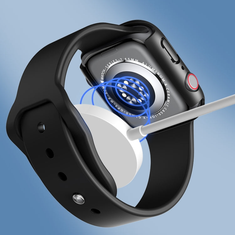 Black Apple Watch case with tempered glass protector fitted to the screen