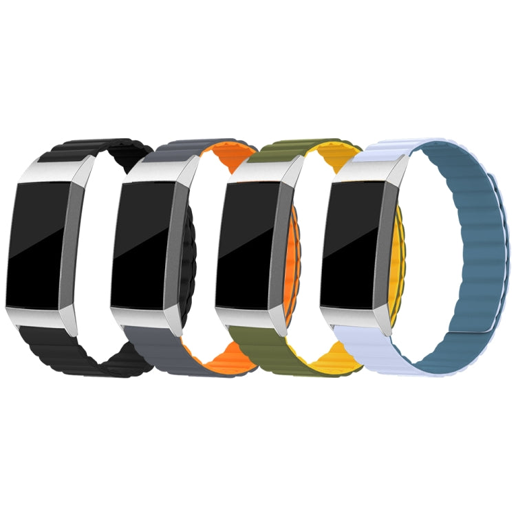 Silicone magnetic watchband with color options, shown as linked loop bands