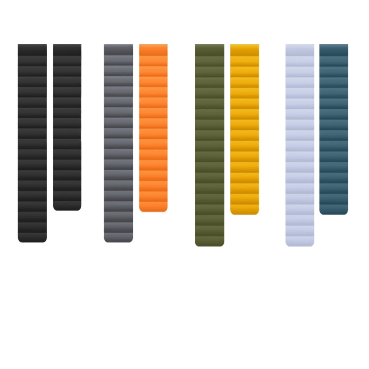Silicone magnetic watchband color options, vertical strips in black to blue