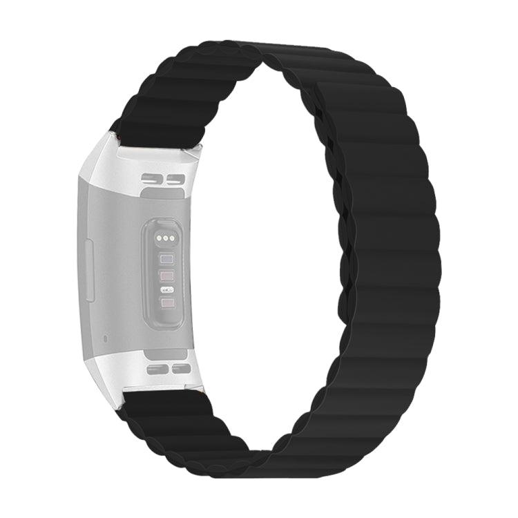 Silicone watch band with black segmented links and white watch frame