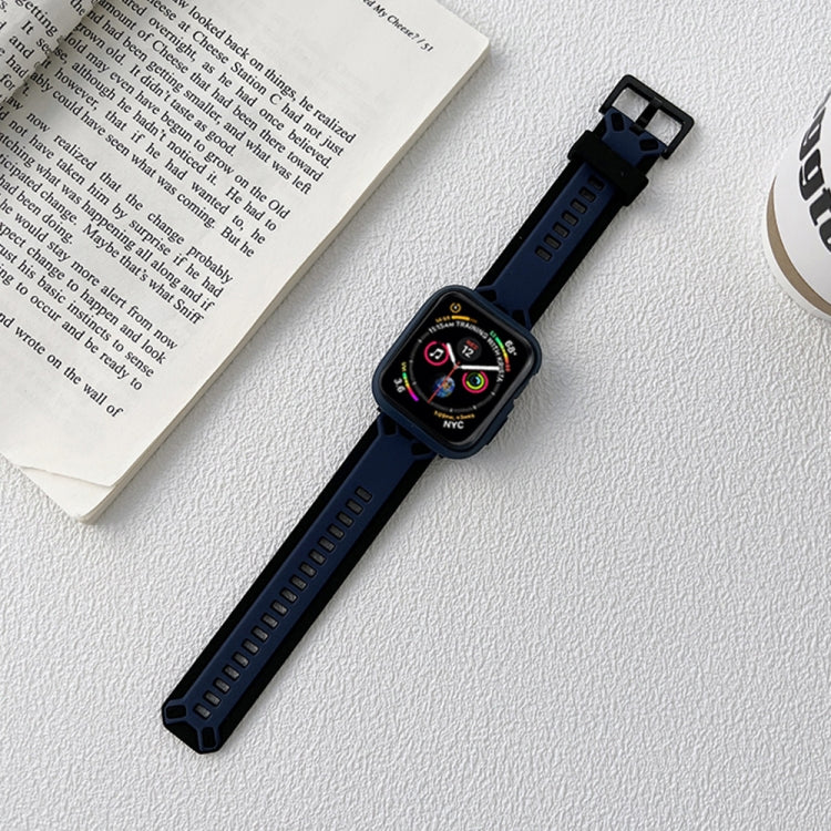 Navy TPU watch band with black smartwatch case and square buckle