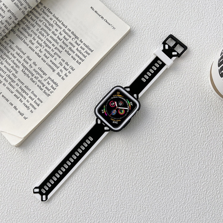 White TPU watch band with black smartwatch case and square clasp