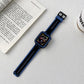 Deep blue TPU watch band with black smartwatch case and square buckle
