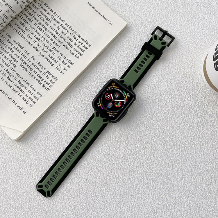 Dark green TPU watch band with black smartwatch case and square clasp