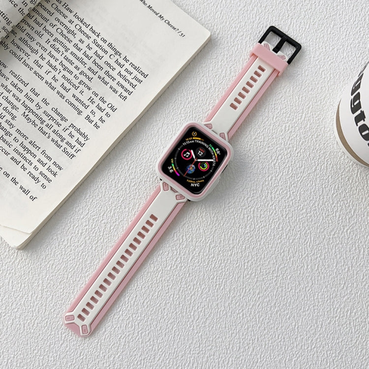Pink TPU watch band with black smartwatch case and square clasp
