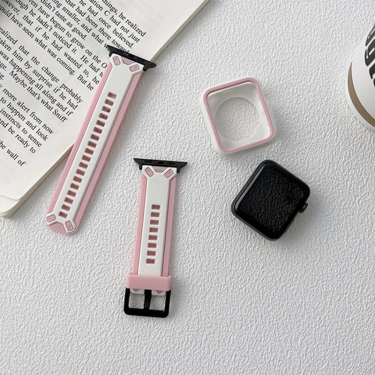Pink TPU watch band strap with clasp, plus strap pieces and a black cover
