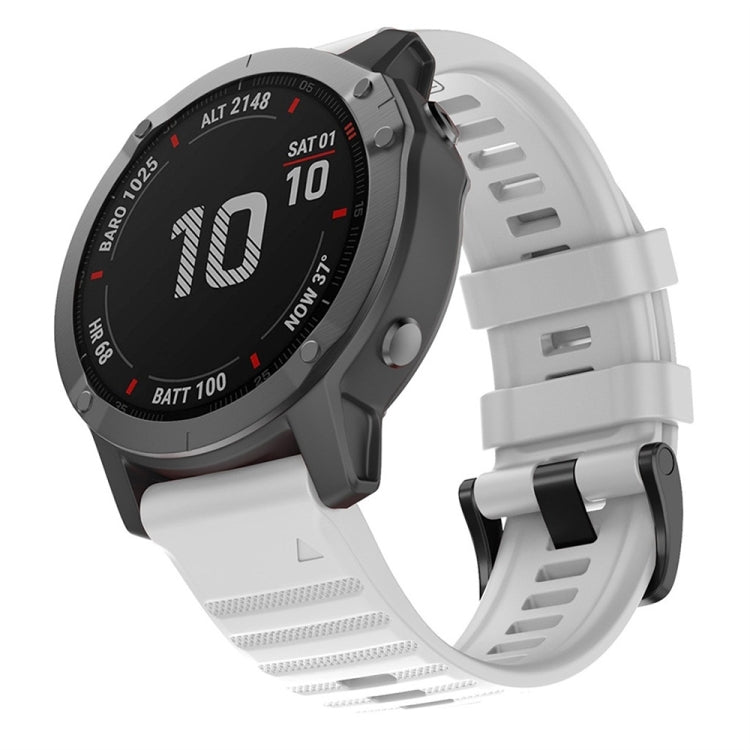 Silicone watch band with buckle, white, for Garmin Fenix smartwatch.