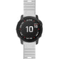 White silicone watch band with metal buckle and textured strap grip.
