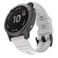 Silicone watch band with buckle, white, for Garmin Fenix smartwatch.